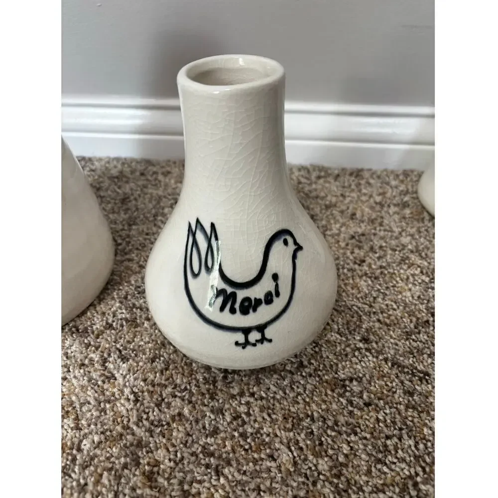 Creative Co-op, bird themed decorative ceramic vases with French inspired text